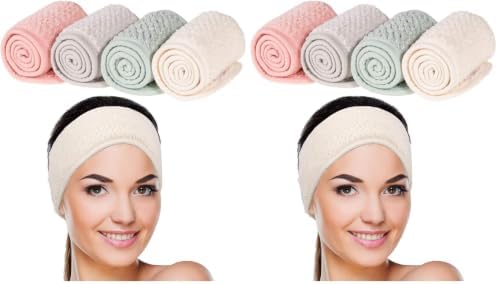 Whaline 8 Pack Spa Facial Headband, Pea Green, Pink, Beige, Light Gray by Whaline