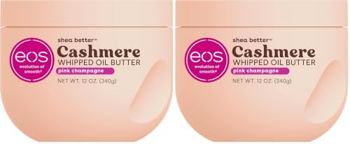 eos Cashmere Whipped Oil Body Butter, Pink Champagne, 72 Hour Weightless Moisture For Dry Skin, Rich Formula and Deep Hydration, Body Care, 12 oz (Pack of 2) by eosproducts