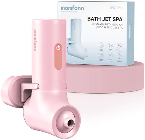 MOMFANN Bath Jets for Tub, Portable Jet Spa for Bathtub, Bubble/Jet Mode, 3-Level Adjustable, Idea Gift Bath Spa for Gifts for Women (Powder Pink) by momfann
