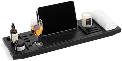Black Bamboo Adjustable Bathtub Caddy Tray 28.5-40 Inch by Unknown