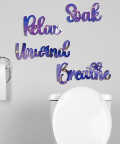 Putuo Decor Purple Bathroom Decor,Modern Purple Style Wall Art, Relax Soak Unwind Breathe Bathroom Accessories for Bedroom Living Room Kitchen - Image 5