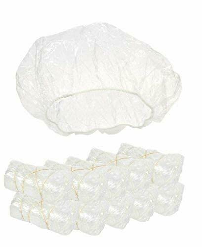 OMWAH 100 PCS Disposable Shower Caps Large Clear Waterproof Processing Conditioning Plastics Elastic Shower Cap For Kids, Girls, Travel, Spa, Hotel, and Home Use (100 PCS)