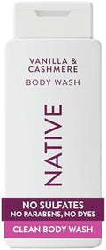 Native Clean Body Wash, Gentle & pH-balanced for Sensitive Skin, 24-Hr Freshness for Women & Men, Vegan & Cruelty-Free, Free of Sulfates & Parabens, Vanilla & Cashmere, 18 fl oz by Native