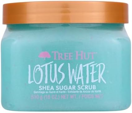 Tree Hut Lotus Water Body Scrub, Exfoliating Sugar Scrub, Vegan, 18 Ounce (Pack of 12) by TreeHut