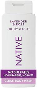 Native Clean Body Wash, Gentle & pH-balanced for Sensitive Skin, 24-Hr Freshness for Women & Men, Vegan & Cruelty-Free, Free of Sulfates, Parabens & Phthalates, Lavender & Rose, 18 fl oz by Native