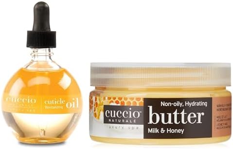 Cuccio Full Hand Treatment - Cuticle Oil 2.50 Oz and Butter Blends Moisturizing Scented Body Cream, 8 Oz (Milk & Honey) by Cuccio