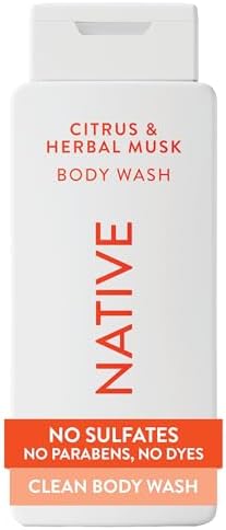 Native Clean Body Wash, Gentle & pH-balanced for Sensitive Skin, 24-Hr Freshness for Men & Women, Vegan & Cruelty-Free, Free of Sulfates & Parabens, Citrus & Herbal Musk, 18 fl oz by Native