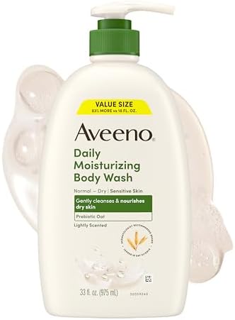 Aveeno Daily Moisturizing Body Wash for Normal to Dry Skin, Sensitive Formula with Prebiotic Oat, Gently Cleanses Dry Skin, Lightly Scented Body Wash for Women and Men, Value Size 33 fl. Oz by Unknown