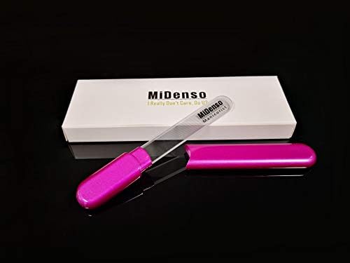 MiDenso Premium Glass Nail File with Case, Crystal Diamond Salon Best Beauty Nail Buffer for Natural and Acrylic Nails, Japanese Nano Technology, Rose Red - Image 2