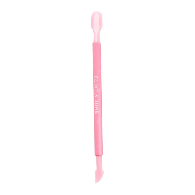 Olive & June Manicure Cuticle Pusher | Dual-Ended Tool for Safe, Easy Cuticle Care | Gentle Plastic Pusher & Cleanup Edge | At-Home Mani Essential with Stable Rubberized Grip