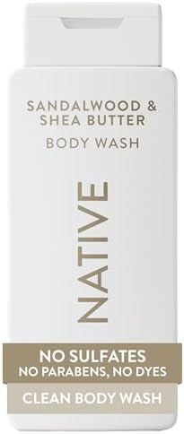 Native Clean Body Wash, Gentle & pH-balanced for Sensitive Skin, 24-Hr Freshness for Men & Women, Vegan & Cruelty-Free, Free of Sulfates & Parabens, Sandalwood & Shea Butter, 18 fl oz by Unknown