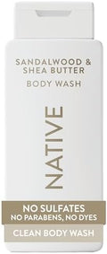 Native Clean Body Wash, Gentle & pH-balanced for Sensitive Skin, 24-Hr Freshness for Men & Women, Vegan & Cruelty-Free, Free of Sulfates & Parabens, Sandalwood & Shea Butter, 18 fl oz by Unknown