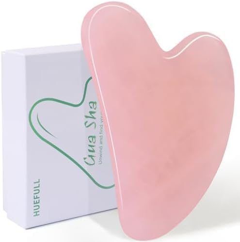 huefull Gua Sha Facial Tools for Face and Body –Spa Gifts for Women, Natural Rose Quartz Guasha Tool for Face, Relieving Tension,Self Care Gift for Women & Men