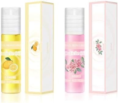 2pcs Cuticle Oil Roller Nourishing Cuticle Oil for Nails Hydrating and Cuticles Moisturizing Nail Care Products(Lemon & Rose) by SULLMAR