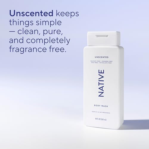Native Clean Body Wash, Gentle & pH-balanced for Sensitive Skin, 24-Hr Freshness for Women & Men, Vegan & Cruelty-Free, Free of Sulfates & Parabens, Unscented, 18 fl oz - Image 5