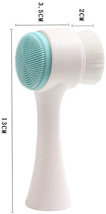 2 in 1 Face Brush - Double Sided Facial Cleansing Brush with Silicone Cleansing Side and Soft Bristles for Washing, Exfoliating and Massaging Your Skin (White and Blue)