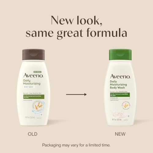 Aveeno Daily Moisturizing Body Wash for Normal to Dry Skin, Sensitive Skin Formula with Prebiotic Oat, Gently Cleanses & Nourishes Dry Skin, Lightly Scented Body Wash for Women and Men, 18 Fl Oz - Image 2