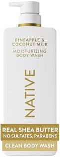 Native Moisturizing Body Wash, Clean & Gentle 24-Hour Hydration with Shea Butter, for Sensitive & Dry Skin, for Women & Men, Sulfate-free, Paraben-free, Pineapple & Coconut Milk, 22 fl oz by Native