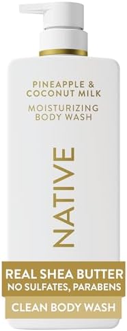 Native Moisturizing Body Wash, Clean & Gentle 24-Hour Hydration with Shea Butter, for Sensitive & Dry Skin, for Women & Men, Sulfate-free, Paraben-free, Pineapple & Coconut Milk, 22 fl oz by Native