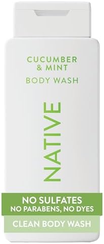 Native Clean Body Wash, Gentle & pH-balanced for Sensitive Skin, 24-Hr Freshness for Women & Men, Vegan & Cruelty-Free, Free of Sulfates, Parabens & Phthalates, Cucumber & Mint, 18 fl oz by Native