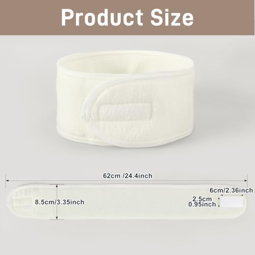 Whaline 4Pcs Spa Facial Headbands Make Up Wrap Head Terry Cloth Headband Soft Adjustable Towel Band for Face Washing Shower Facial Cover Yoga (Beige) - Image 2