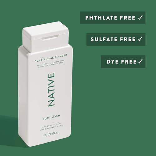 Native Body Wash Contains Naturally Derived Ingredients | For Women & Men, Sulfate, Paraben, & Dye Free Leaving Skin Soft and Hydrating | Coastal Oak & Amber 18 oz - Image 3