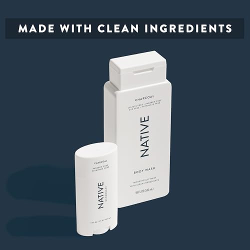 Native Clean Body Wash, Gentle & pH-balanced for Sensitive Skin, 24-Hr Freshness for Men & Women, Vegan & Cruelty-Free, Free of Sulfates & Parabens, Charcoal, 18 fl oz - Image 4