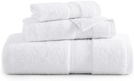 LANE LINEN Bath Towel Set 100% Cotton 3 Piece Soft Absorbent - White - Image 2