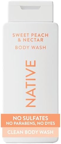 Native Clean Body Wash, Gentle & pH-balanced for Sensitive Skin, 24-Hr Freshness for Women & Men, Vegan & Cruelty-Free, Free of Sulfates & Parabens, Sweet Peach & Nectar, 18 fl oz by Unknown