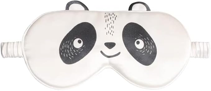Orose Kids Silk Sleep Mask Cute Adjustable Original Design for Boys & Girls, Double-Sided Mulberry Silk, Cartoon Pattern, Toddler Eye Mask (Panda)