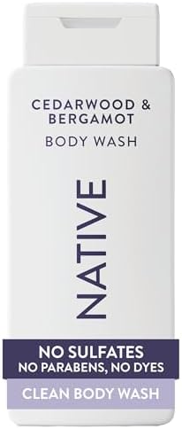 Native Clean Body Wash, Gentle & pH-balanced for Sensitive Skin, 24-Hr Freshness for Men & Women, Vegan & Cruelty-Free, Free of Sulfates & Parabens, Cedarwood & Bergamot, 18 fl oz by Native