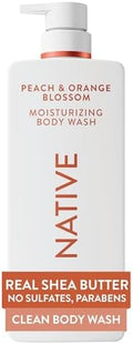 Native Moisturizing Body Wash, Clean & Gentle 24-Hour Hydration with Shea Butter, for Sensitive and Dry Skin, for Women & Men, Sulfate-free, Paraben-free, Peach & Orange Blossom, 22 fl oz by Native