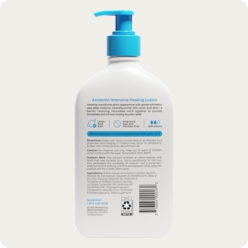 AmLactin Intensive Healing Body Lotion for Dry Skin - 14.1 oz and 7.9 oz Pump Bottles - 2-in-1 Exfoliator & Moisturizer with Ceramides & 15% Lactic Acid - Image 7