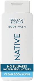 Native Clean Body Wash, Gentle & pH-balanced for Sensitive Skin, 24-Hr Freshness for Men & Women, Vegan & Cruelty-Free, Free of Sulfates, Parabens & Phthalates, Sea Salt & Cedar, 18 fl oz by Native
