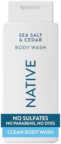 Native Clean Body Wash, Gentle & pH-balanced for Sensitive Skin, 24-Hr Freshness for Men & Women, Vegan & Cruelty-Free, Free of Sulfates, Parabens & Phthalates, Sea Salt & Cedar, 18 fl oz by Native