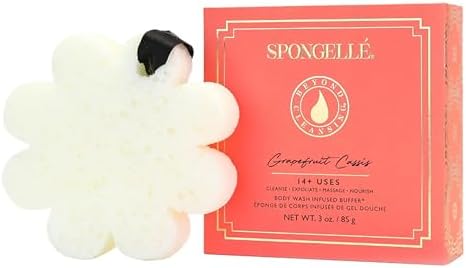 Spongellé Grapefruit Cassis Wild Flower Bath Sponge with Box for Mothers Day Gift | Built-in Body Wash & Body Scrubber, Shower Loofah Sponge for Women | 14+ uses by Spongell%C3%A9