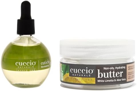 Cuccio Full Hand Treatment - Cuticle Oil 2.50 Oz and Butter Blends Moisturizing Scented Body Cream, 8 Oz (White Limetta & Aloe Vera) by Cuccio