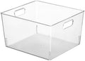 mDesign Large Modern Stackable Plastic Storage Organizer Bin Basket with Handles for Bathroom Vanity Organization - Shelf, Cubby, Cabinet, or Closet Organizing Decor - Ligne Collection, 8 Pack - Clear