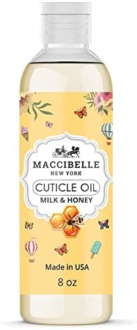 Cuticle Oil Refill Size for Dry Cracked Cuticles (Milk and Honey 8oz) by Maccibelle