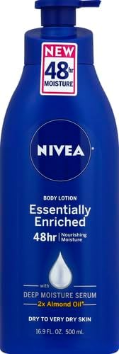 NIVEA Essentially Enriched Body Lotion for Very Dry Skin with Hyaluronic Acid, Almond Oil and Deep Nourishing Serum, 72-Hour Body Moisturizer, 16.9 Fl Oz Pump Bottle (Pack of 2) - Image 2