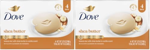 Dove Beauty Bar Soap Shea Butter for Nourished,Radiant Skin,Enriches Skin 3.75 oz,(Pack of 8) by Dove