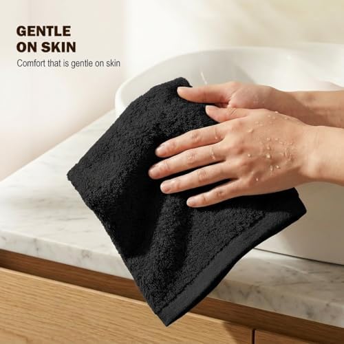 Utopia Towels 12 Pack Washcloths, 12x12 in, 100% Cotton, Black - Image 2