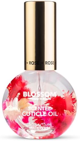 Blossom Cuticle Oil for Nails, Infused with Real Flowers, Rose, 0.5 fl. oz by Blossom