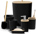 Clara Clark Bathroom Set - Black Bathroom Accessories Set, 6PC Bathroom Accessory Set, Bathroom Sets with Toilet Brush, Trash Can & Soap Dispenser by ClaraClark