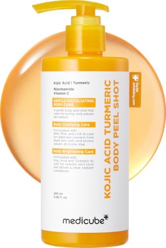 medicube Body Peel Shot with Kojic Acid and Turmeric | Gentle Body Brightening & Exfoliating Serum with BHA, LHA & PHA for Dead Skin Cells, Uneven Looking Skin & Excess Sebum | 9.46 fl.oz (Pack of 2) by medicube