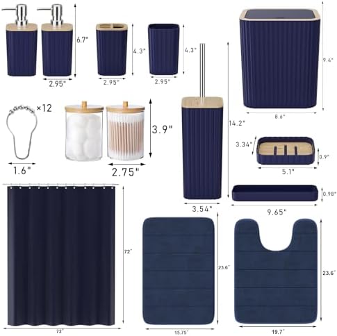 XLHOMO Bathroom Set - 25PC Blue Bathroom Set with Shower Curtain and Rugs - Image 4