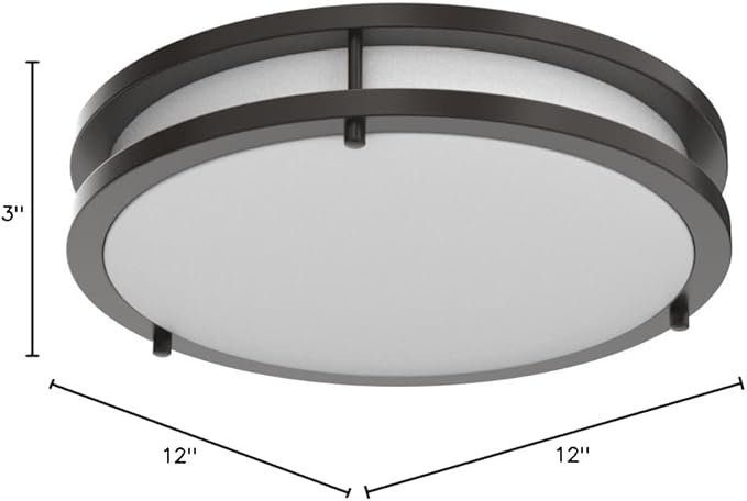 LB72160 LED Flush Mount Ceiling Light, 12 inch, 15W (150W Equivalent) Dimmable 1200lm, 5000K Daylight, Oil Rubbed Bronze Round Lighting Fixture for Kitchen,Hallway,Bathroom,Stairwell