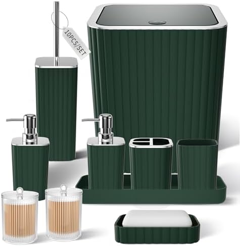 XLHOMO Bathroom Accessories Set - 10PC Gorgeous Green Bathroom Set by BetterbathroomwithXLHOME