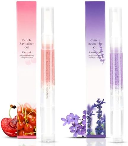 Meschett 2PCS Cuticle Oil Pens for Nail Care, Moisturizing Nail Oil Pen with Soft Brush, Hydrating Cuticle Oil for Dry Nails & Cuticles (Cherry & Lavender Flavor) by MESCHETT