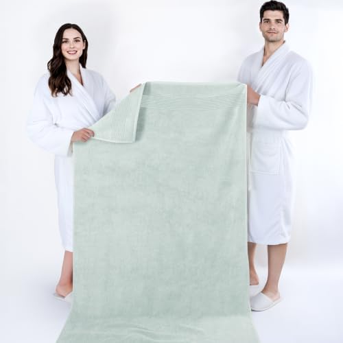 Cotton Paradise 100% Cotton Turkish Towel Set, Soft Absorbent Quick Dry, 2 Piece 35x70 Bath Sheet Set, Mint Green - Image 5